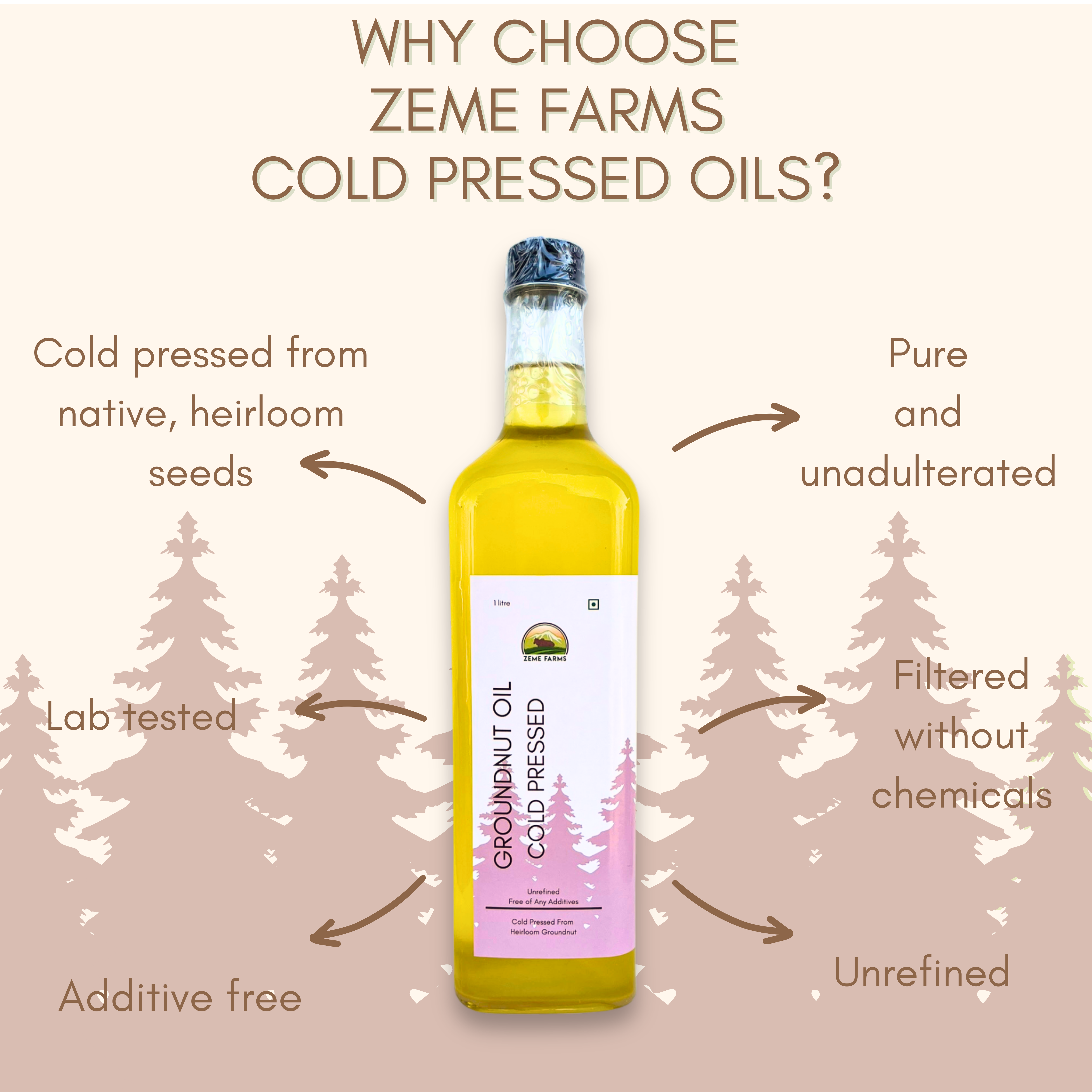 Zeme Farms Cold Pressed Oils cold pressed from native heirloom seeds, Pure and unadulterated, lab tested, filtered without chemicals, additive free, unrefined.