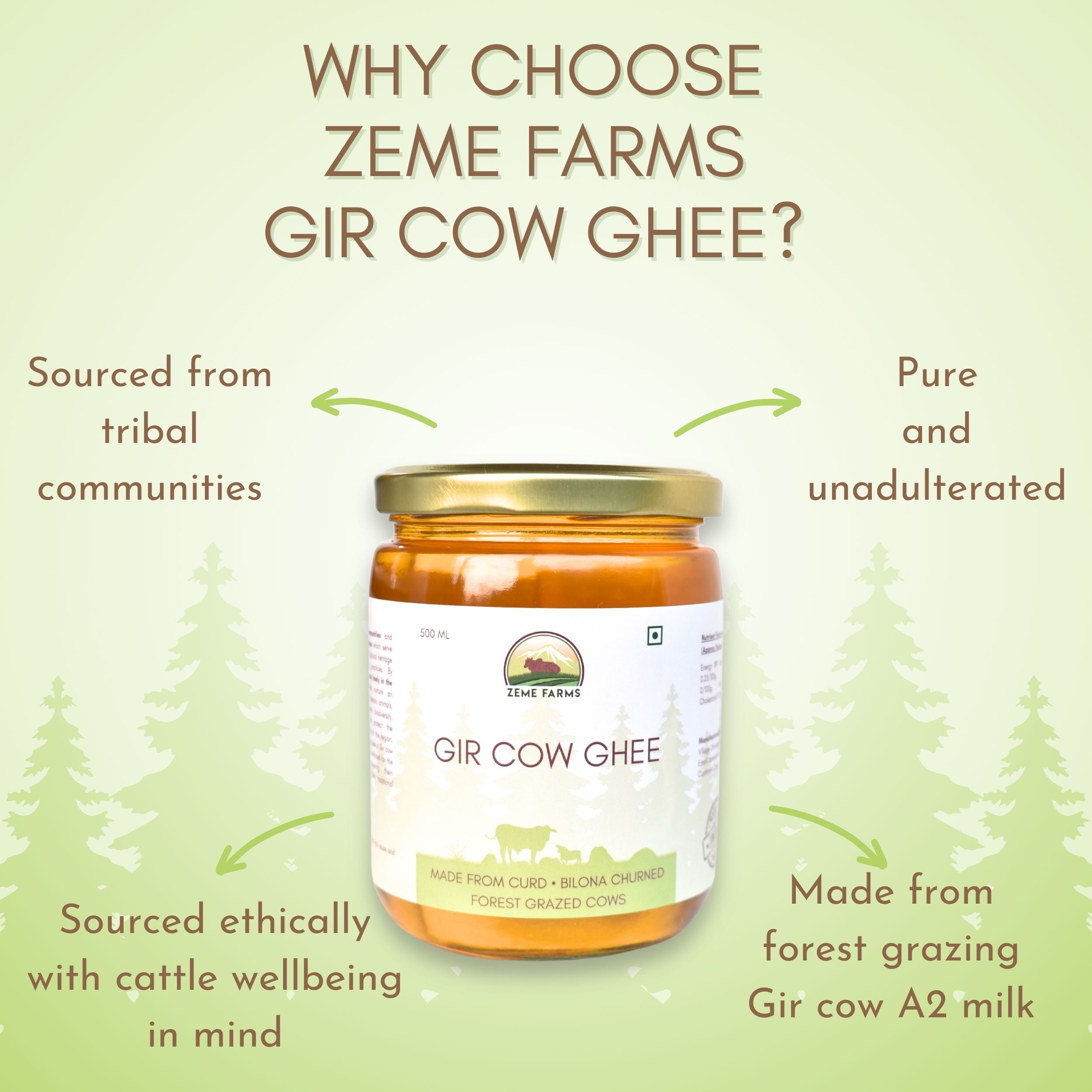 Forest Gir Cow Ghee | 500 ml | Glass Jar