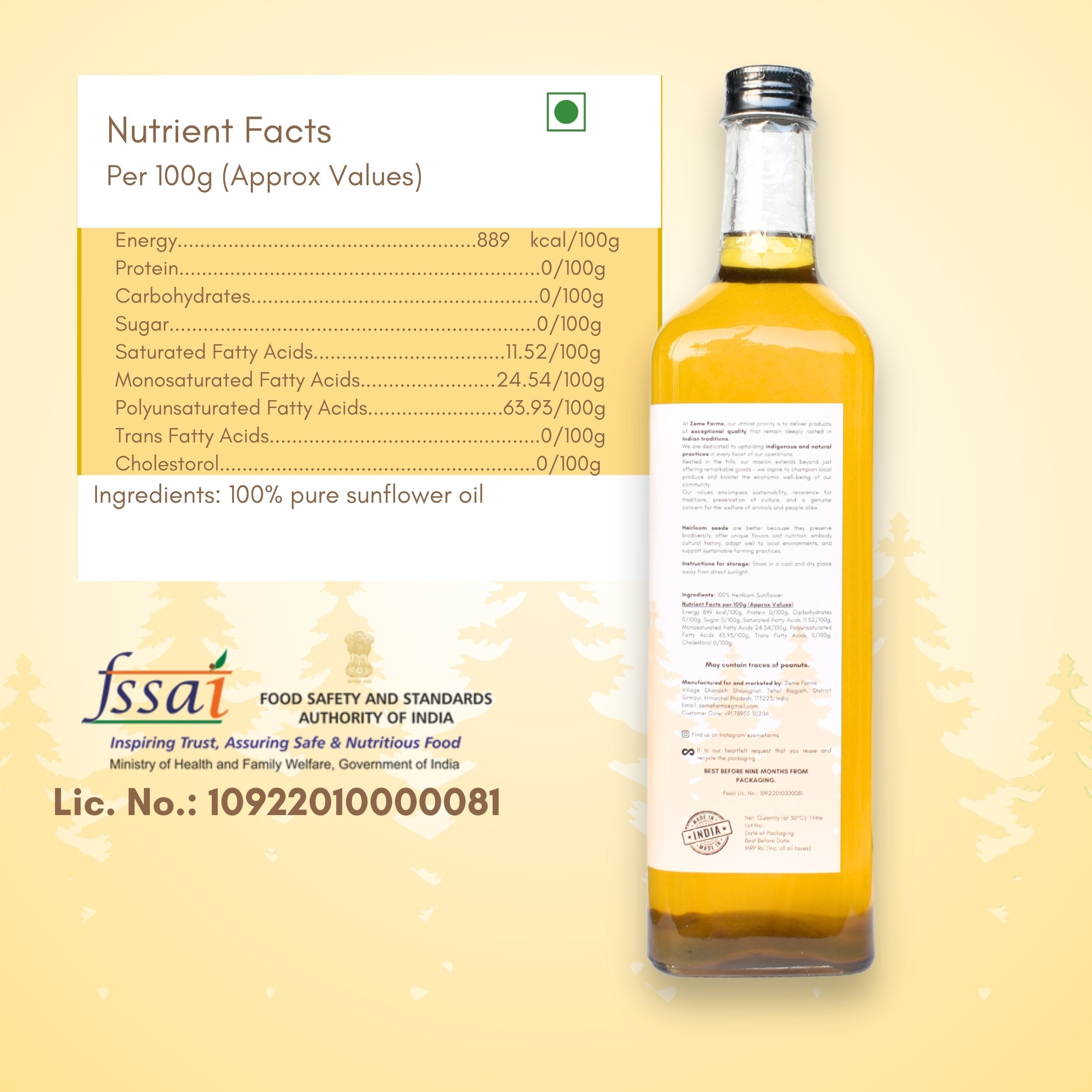 Cold Pressed Sunflower Oil | 1 litre | Metal Can