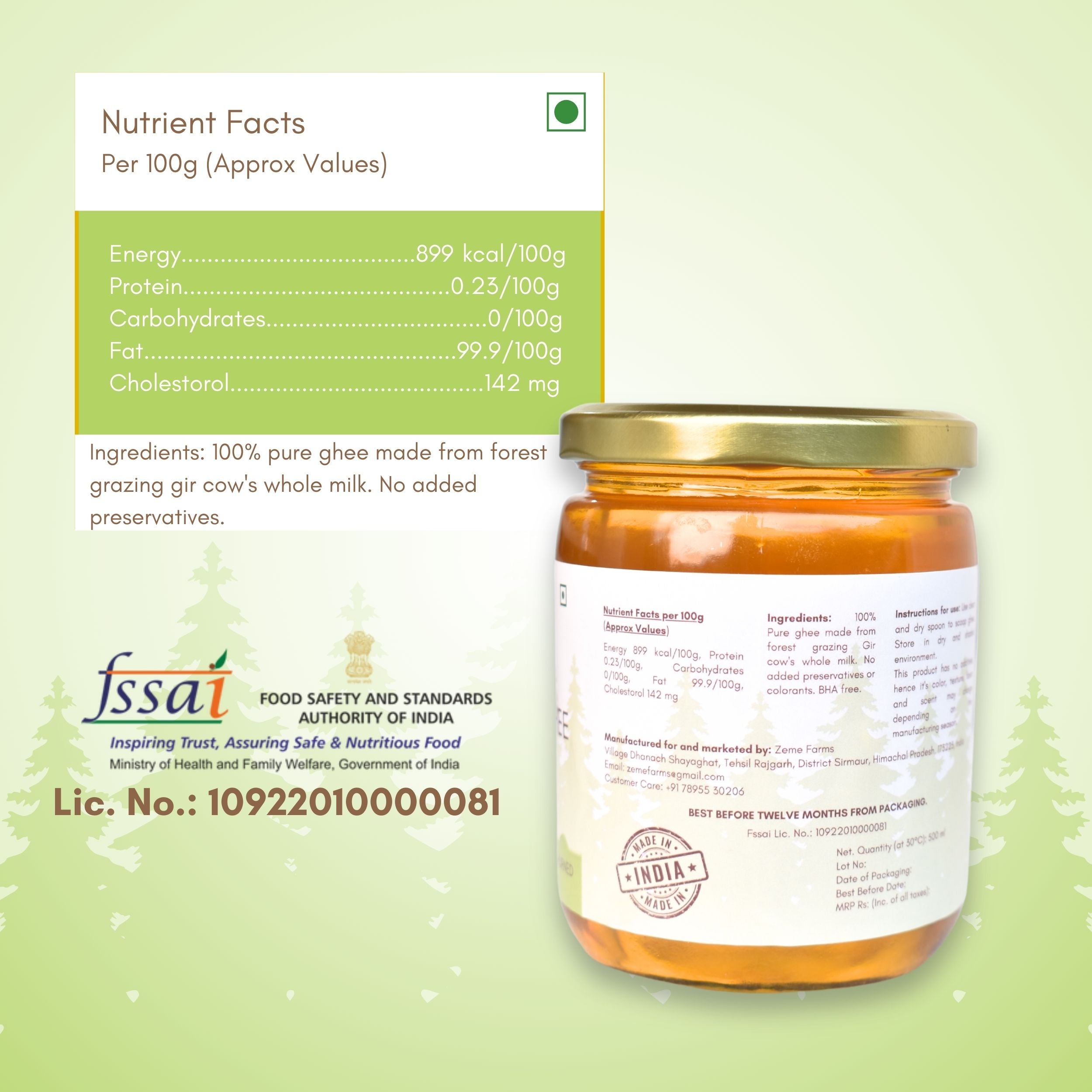 Forest Gir Cow Ghee | 500 ml | Glass Jar