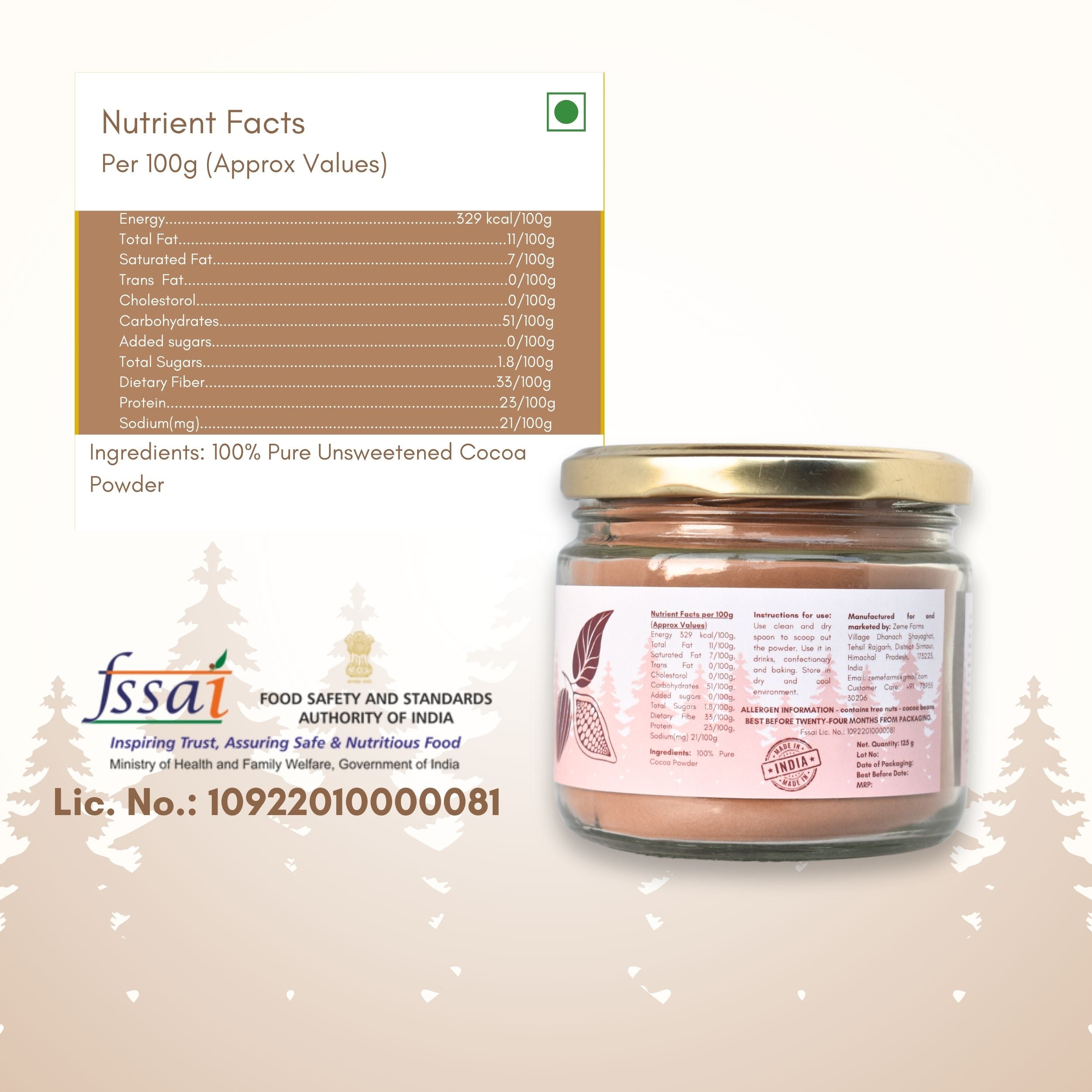 Unsweetened Natural Cocoa Powder (Non-Alkalised)