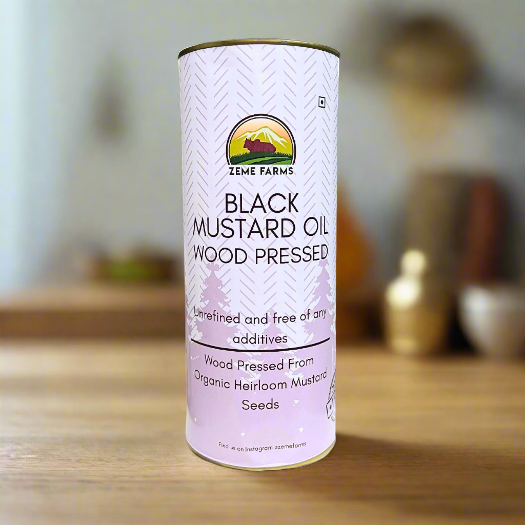 Wood Pressed Black Mustard Oil | 1 litre | Metal Can